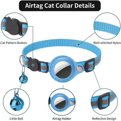 Coleira Ajustável para Pets com Suporte para AirTag