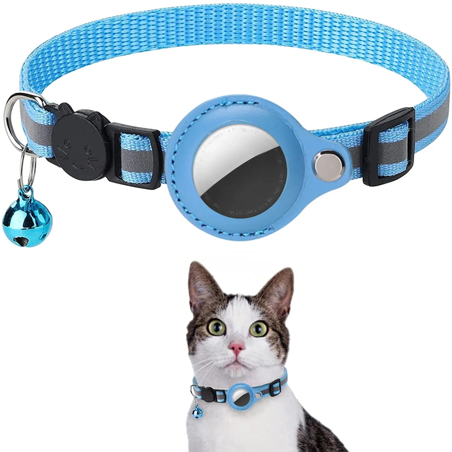 Coleira Ajustável para Pets com Suporte para AirTag