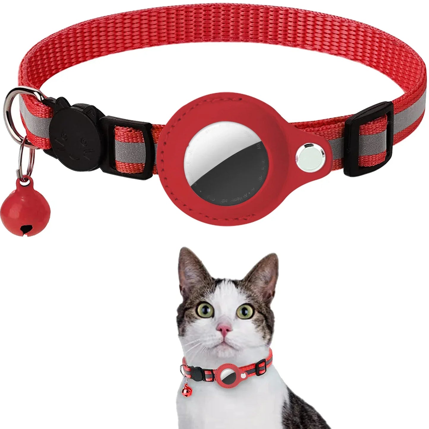 Coleira Ajustável para Pets com Suporte para AirTag