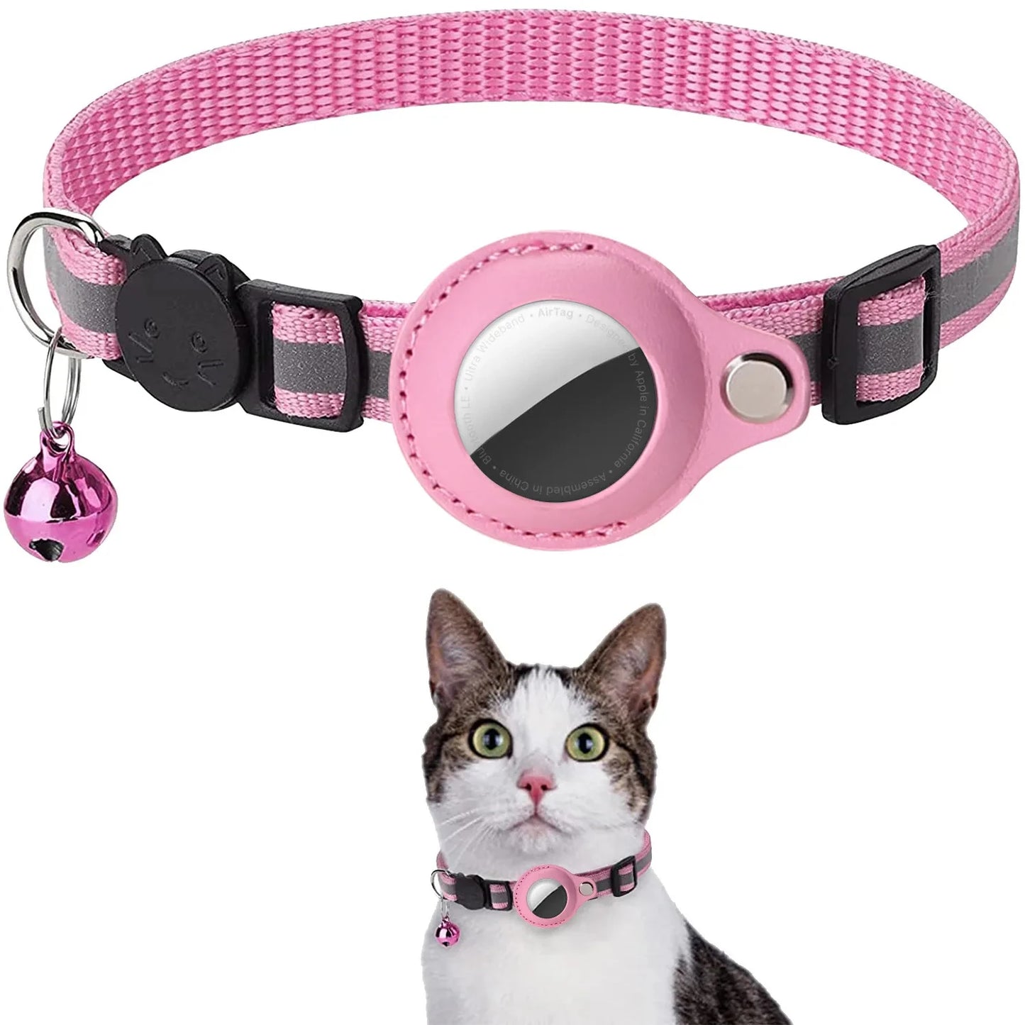 Coleira Ajustável para Pets com Suporte para AirTag